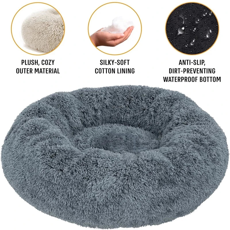 Round Plush Pet Bed - Large
