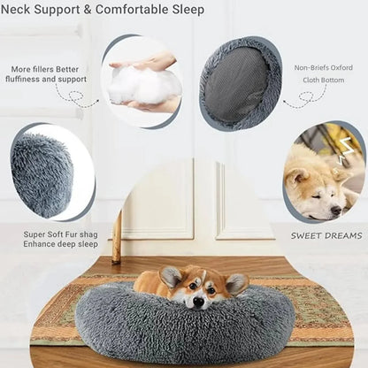 Round Plush Pet Bed - Large