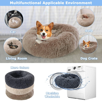Round Plush Pet Bed - Large