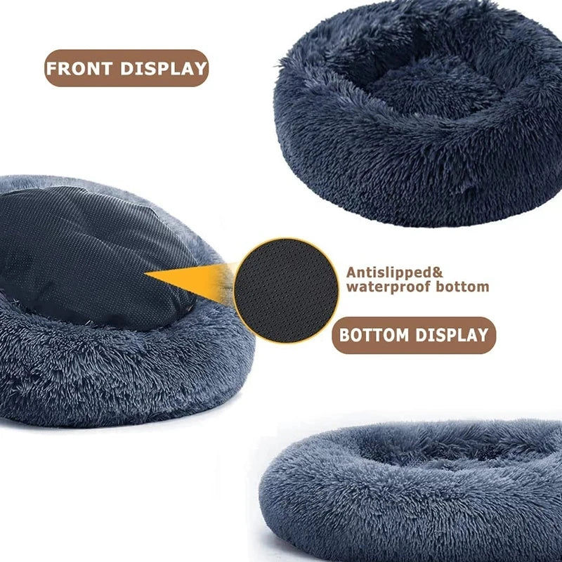 Round Plush Pet Bed - Large